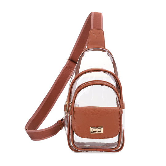 Laynie Clear Sling Bag - Clear/Brown banner
