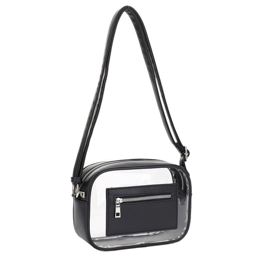 Annie Clear Crossbody Bag - Black banner